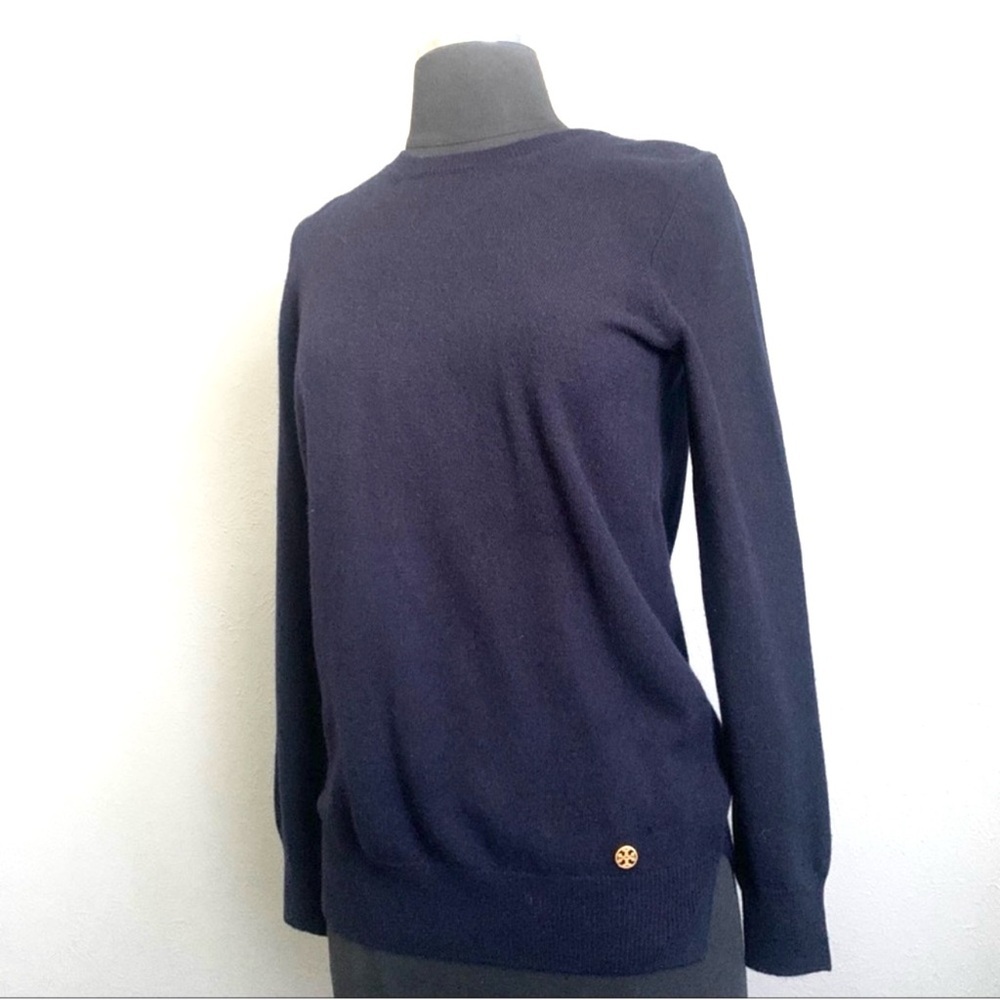 Tory Burch Bella Cashmere Sweater In Tory Navy - Picture 5 of 10